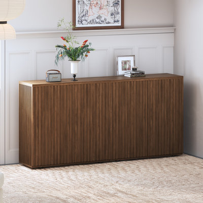 Buffet décoratif avec rangement, buffet cannelé avec tablettes réglables