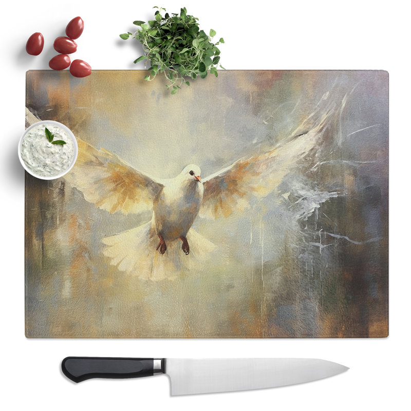 Dove Bird Gestural  Glass Chopping Board