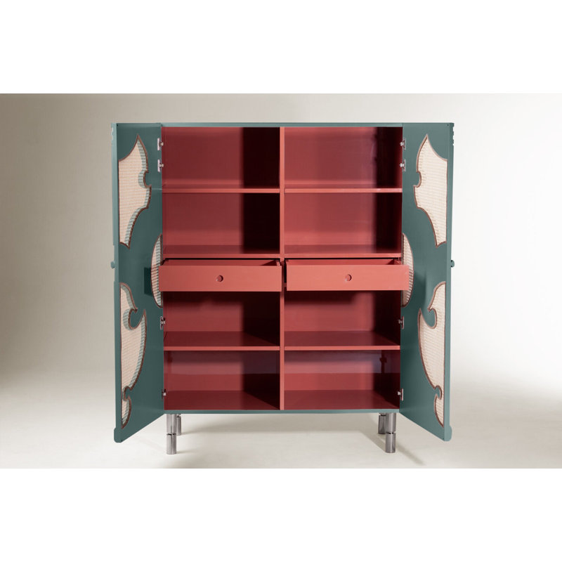 Traje De Luces 47'' Bar Cabinet, Olive/Polished Nickel