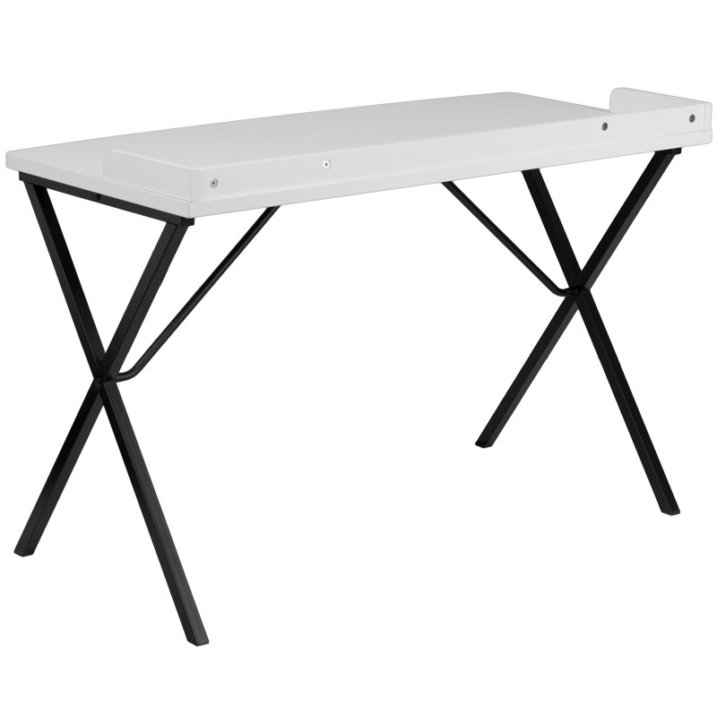 Contemporary Style Rectangular Computer Desk, White
