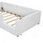 Lit plateforme simple tapissier avec garde-corps et station de charge, blanc