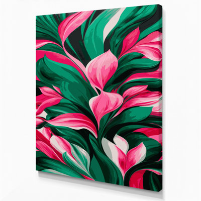 «Abstract Florals 64», art mural sur toile verte