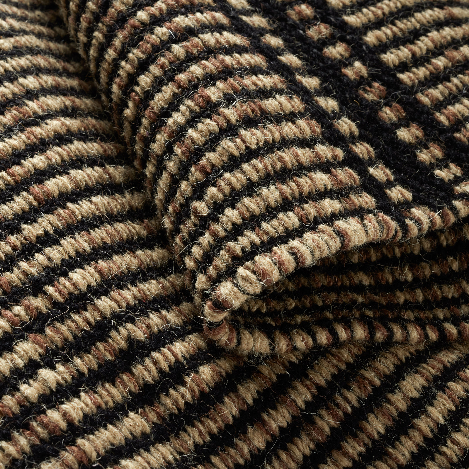 Malta Hand-Woven Striped Wool Rug, Rectangle 5' x 8', Camel