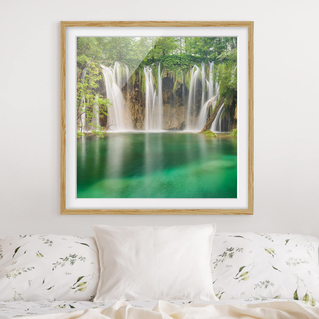 Gerahmter Fotodruck Plitvice Lakes Waterfall