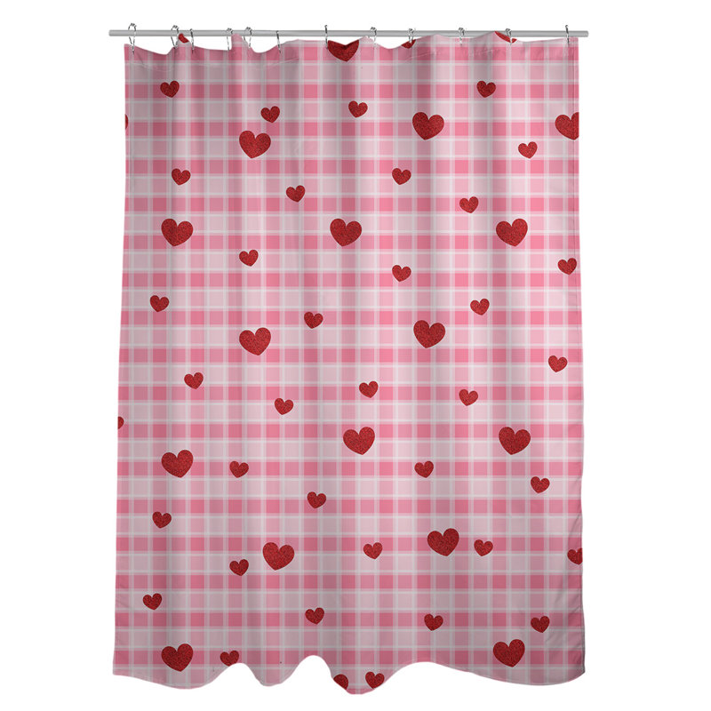 Plaid Shower Curtain, Red, No