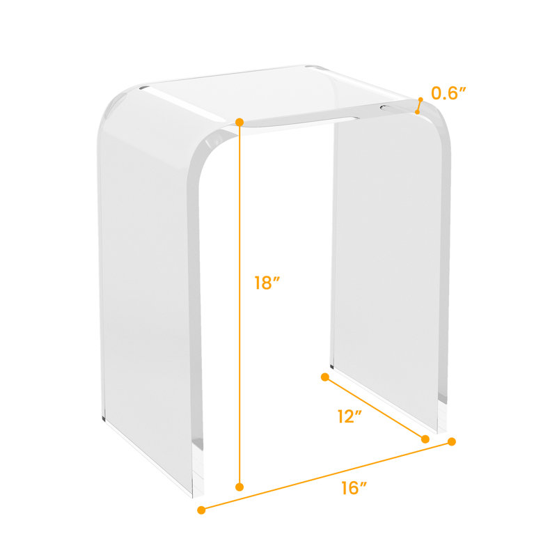WAAcrylic End Table, Clear Lucite Coffee Table with Waterfall Edges (Set of 2)