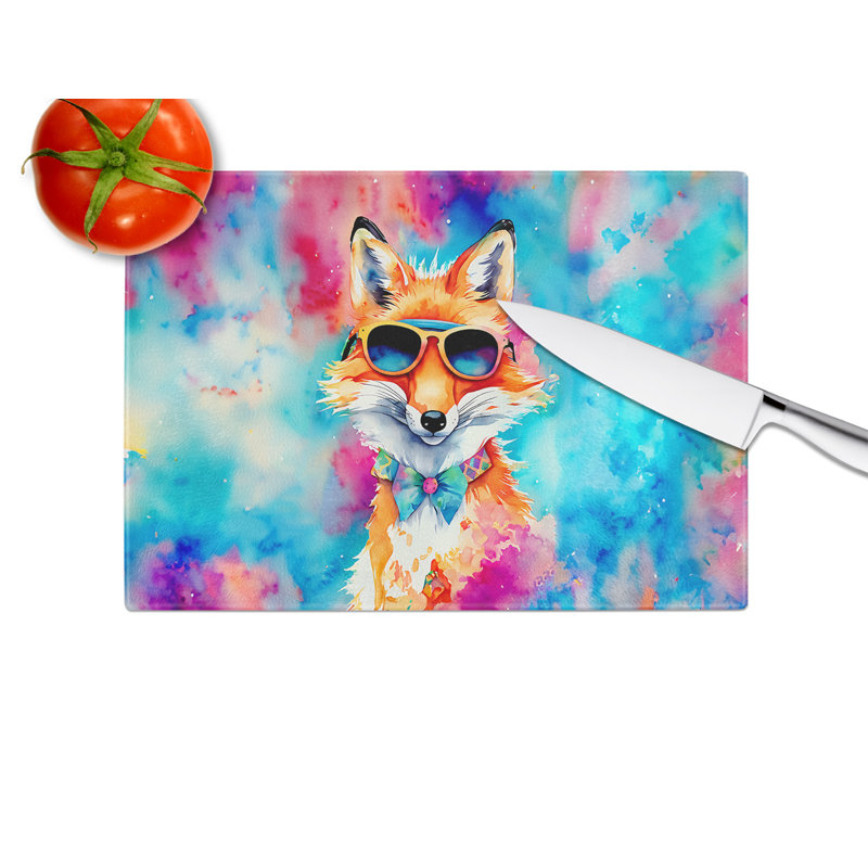 Hippie Animal Fox Glass Cutting Board