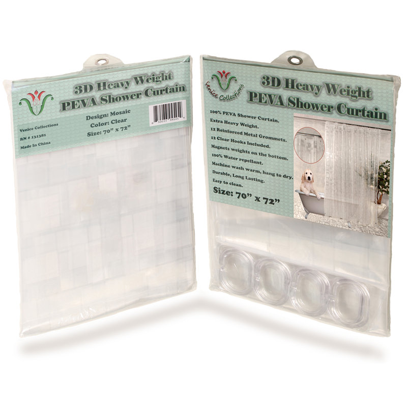 100 % PEVA Mosaic with Hooks Included, Clear