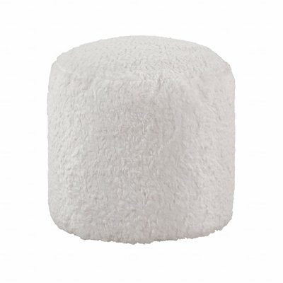 Faux Fur Upholstered Ottoman, Footstool, Non-Slip Floor Pouf, 1Pc Sitting Stool