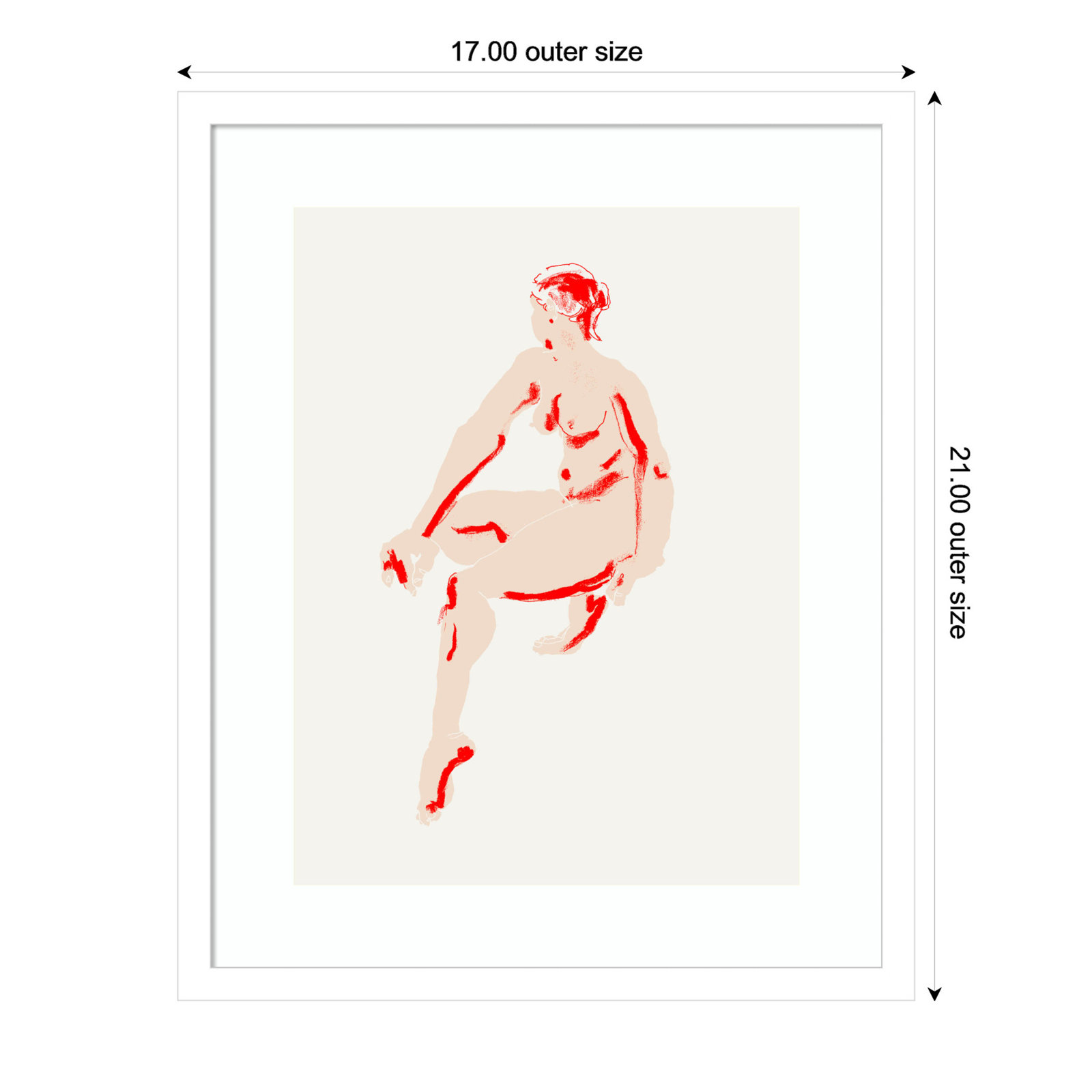 Naked Woman by Francesco Gulina Wood Framed Wall Art Print, White, 21" H x 17" W