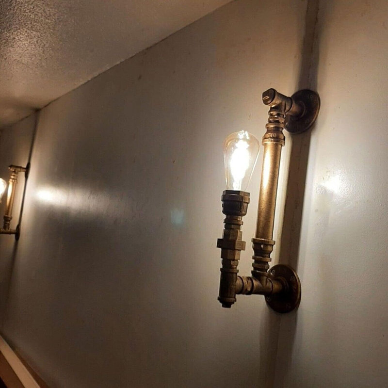 Centrahoma Industrial Candle Wall Light – 1-Light Metal Sconce with E27 Socket for Hallway, Brushed Copper