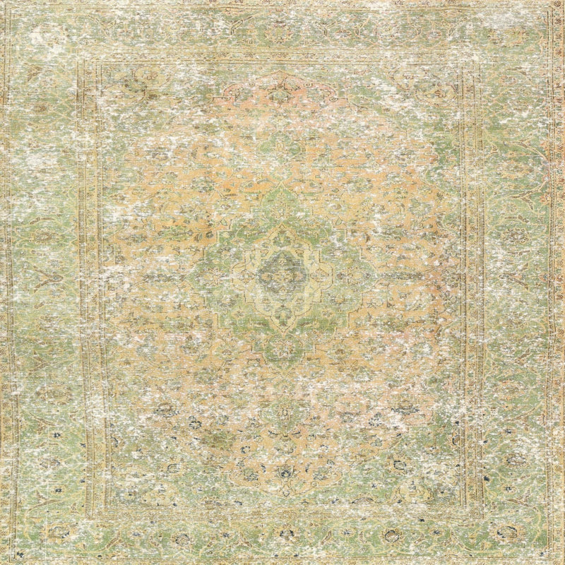 Vert oriental/brun Tapis décoratif ARRIS, Carré 4 pi