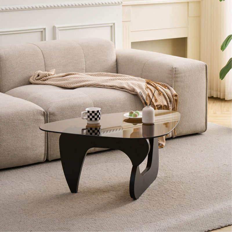 Petite table basse de style campagnard Mid-Century, H 15,74 po x l 43,3 po x P 29,5 po, Brun et noir