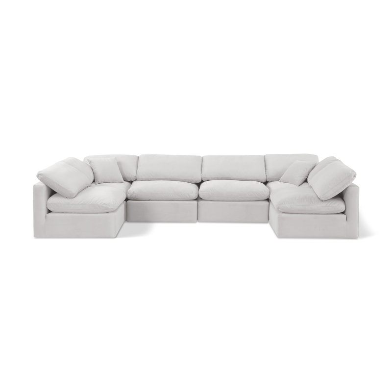 Hinami Velvet U-Shaped Sectional Reversible, Cream Velvet