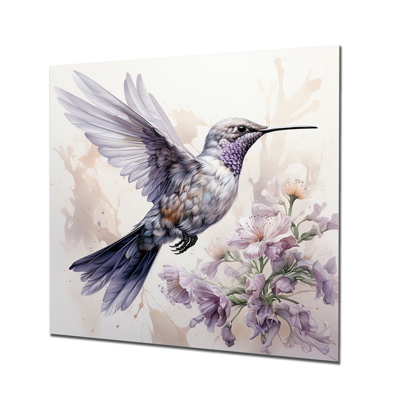 Colibri gris en vol, H 16 po x l 16 po