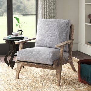 Morabito Upholstered Wood Frame Accent Chair (ours is navy blue)