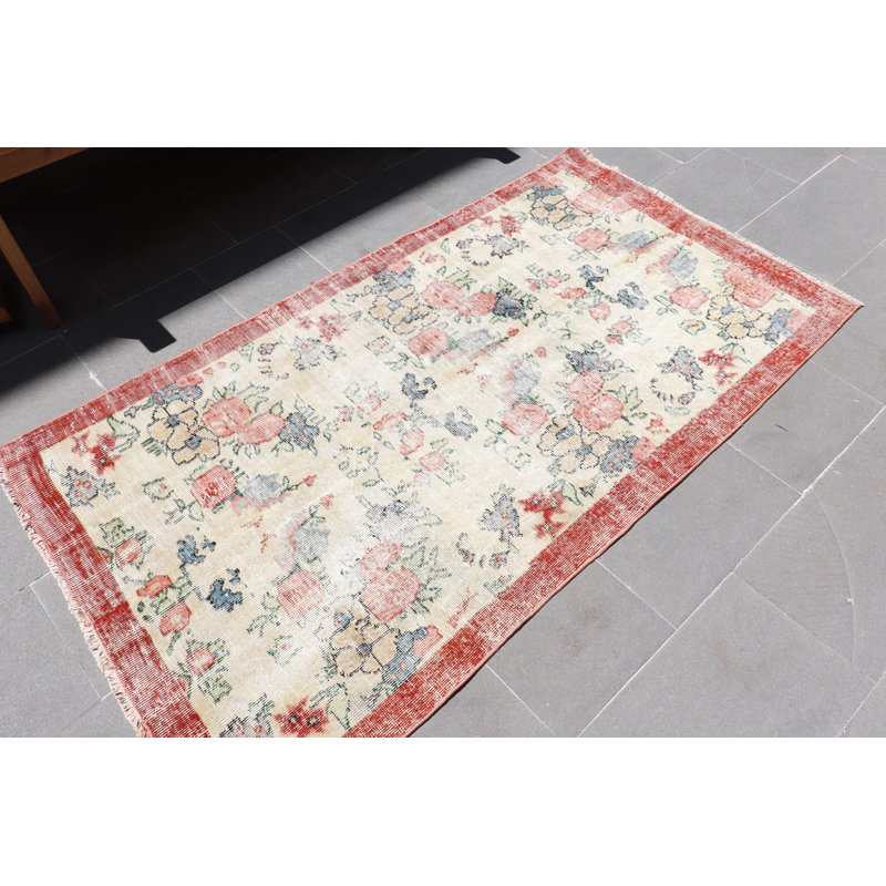 Tapis d'entrée rétro turc beige tissé à la main - idéal pour les dortoirs et les chambres de bébé