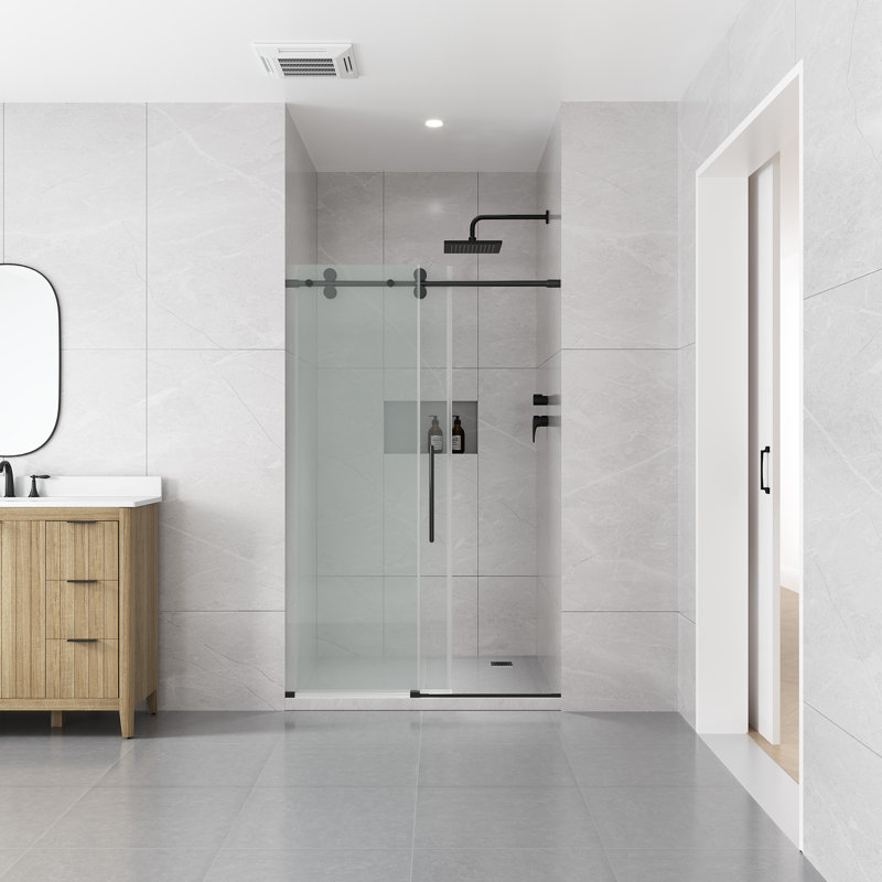 Reva 48 po Porte de douche coulissante sans cadre H - noir, Noir