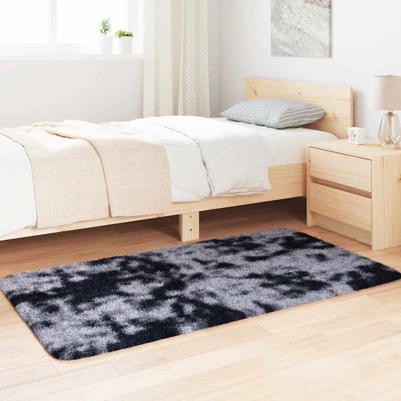 Shaggy Rug High Pile NAVARRA Dark Grey Polyester, Rectangle 150 x 80cm