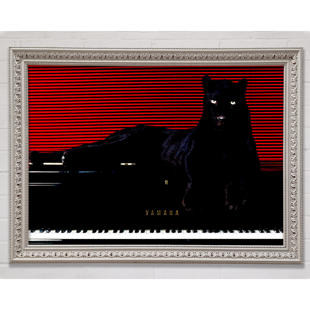 Weißer Panther Klavier - Bilderrahmen Kunstdrucke