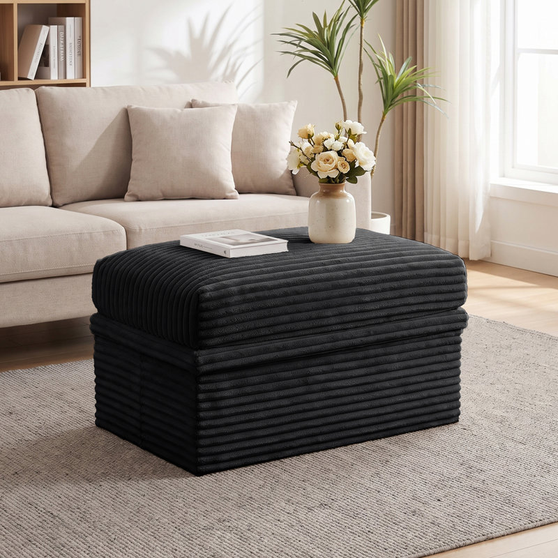 Pouf de rangement rembourré en velours côtelé, module individuel pour canapé d'angle, Black