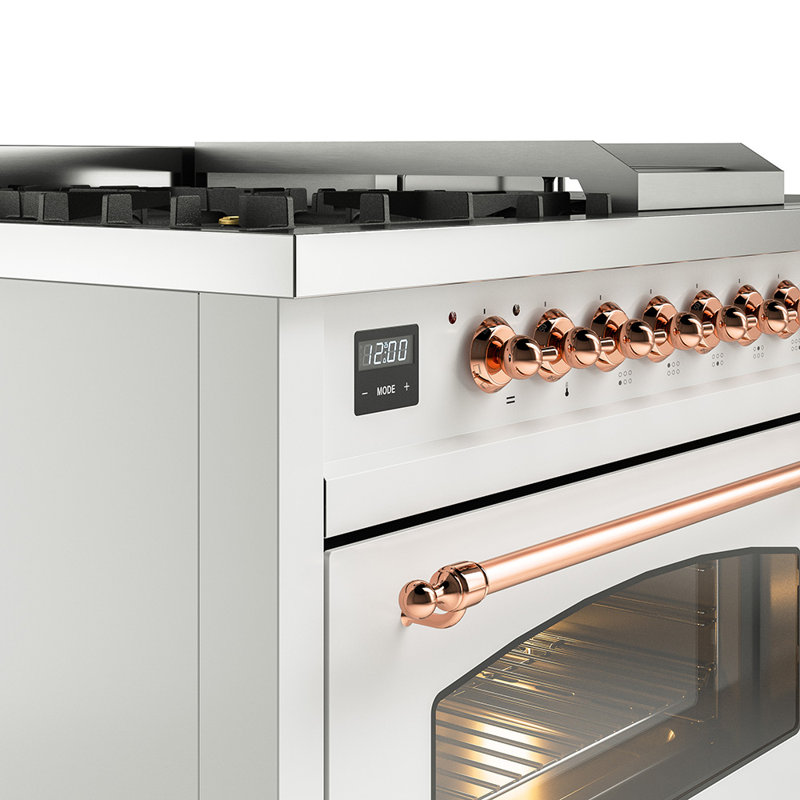 ILVE Nostalgie II 48 Dual Fuel Range, Blue/Gray/Copper, Liquid Propane