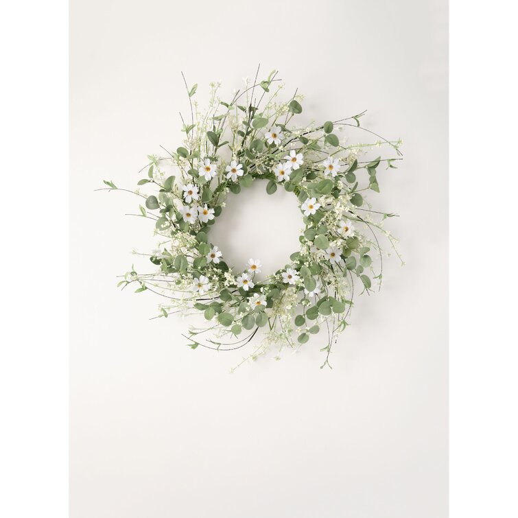 28"Artificial Daisy & Eucalyptus Wreath