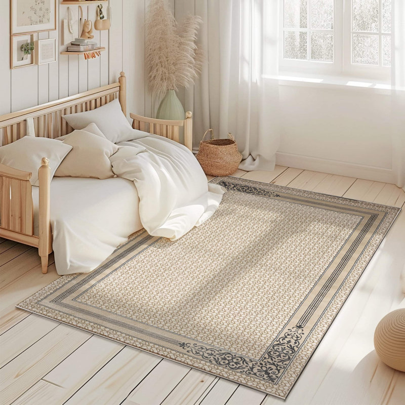 Tapis de couloir moderne moderne avec bordure abstraite 2 x 7 pour tapis de salon, Tapis de couloir 2 pi 8 po x 8 pi 2 po