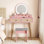 Coiffeuse en rotin naturel Iesa Boho avec miroir DEL et tabouret