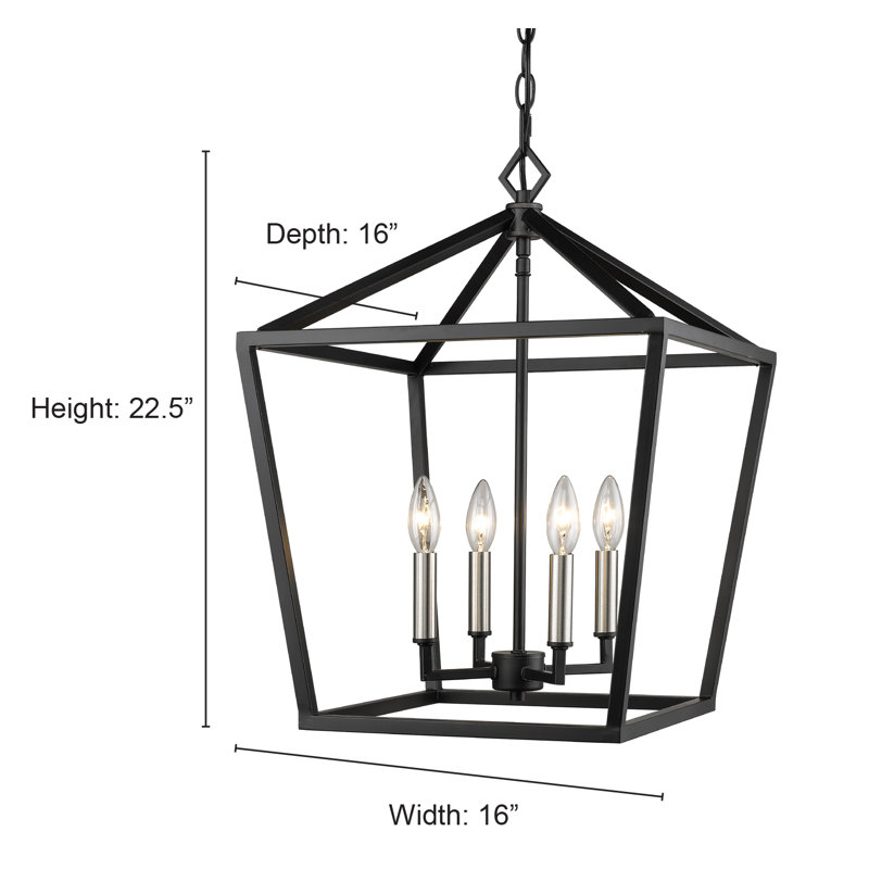Lustre géométrique à 4 lumières Poisson, H 22,5 po x l 16 po x P 16 po, Blanc