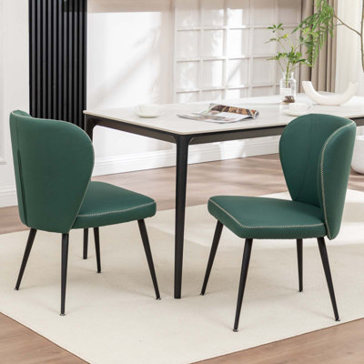 Ensemble de 2 chaises de salle à manger rembourrées, chaises de cuisine modernes avec dossier incurvé, chaises de salle à manger en similicuir pour restaurant, cuisine, salon, café