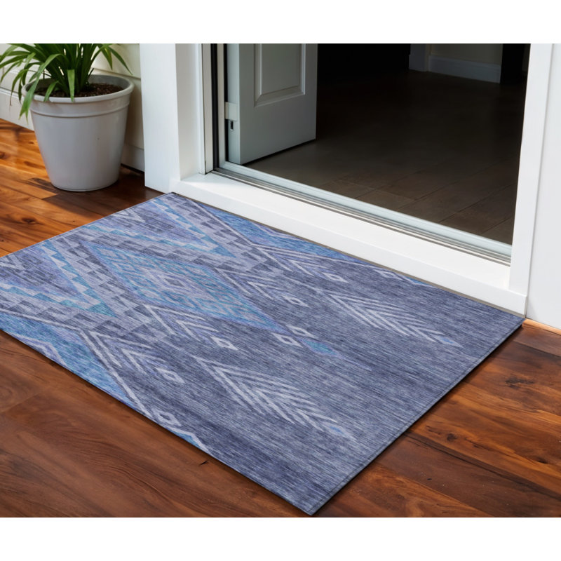 Tapis intérieur / extérieur lavable gris anthracite et gris 3 pi x 5 pi Southwestern