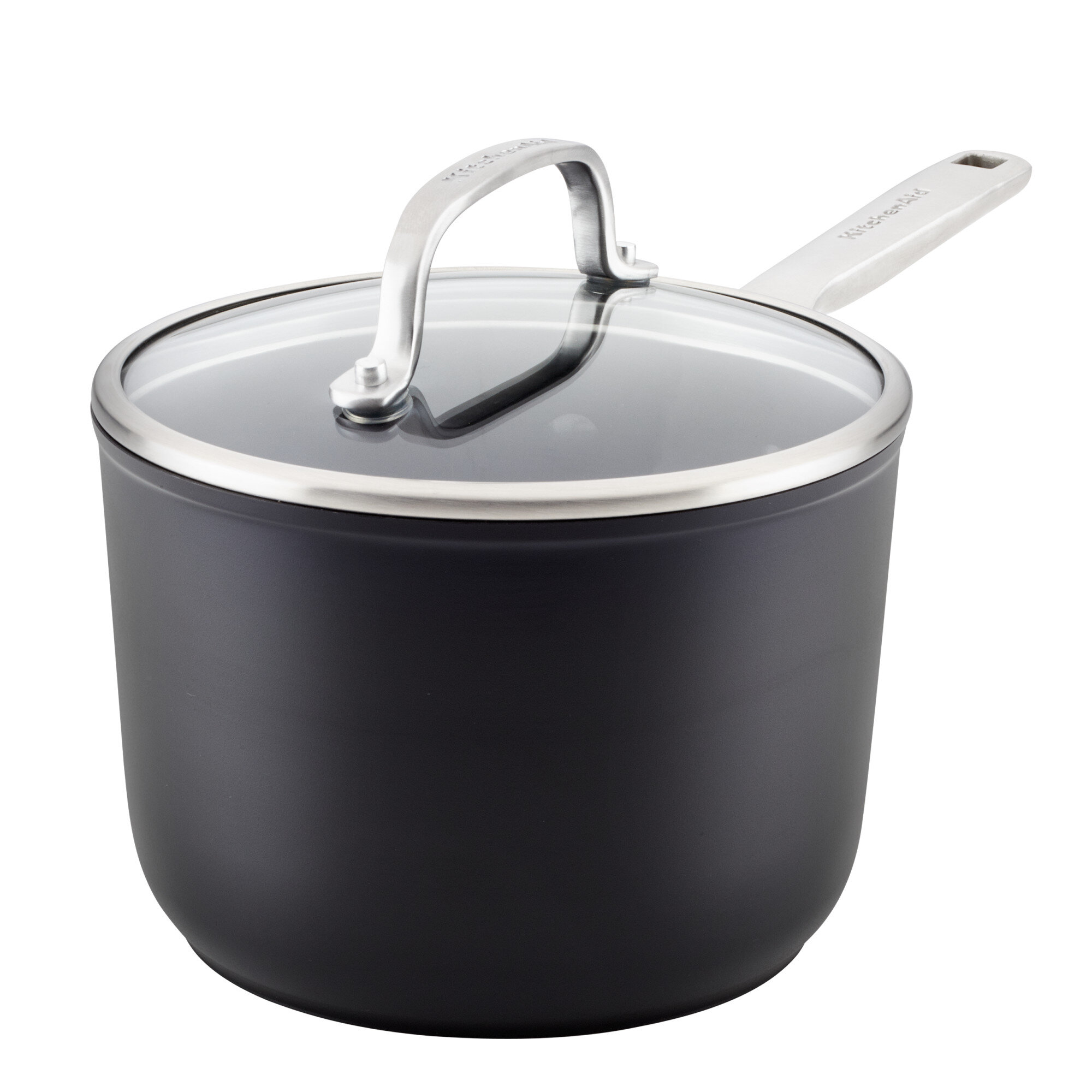 KitchenAid Aluminum Nonstick 3.5-Quart Sauté with Lid Cookware - Onyx Black