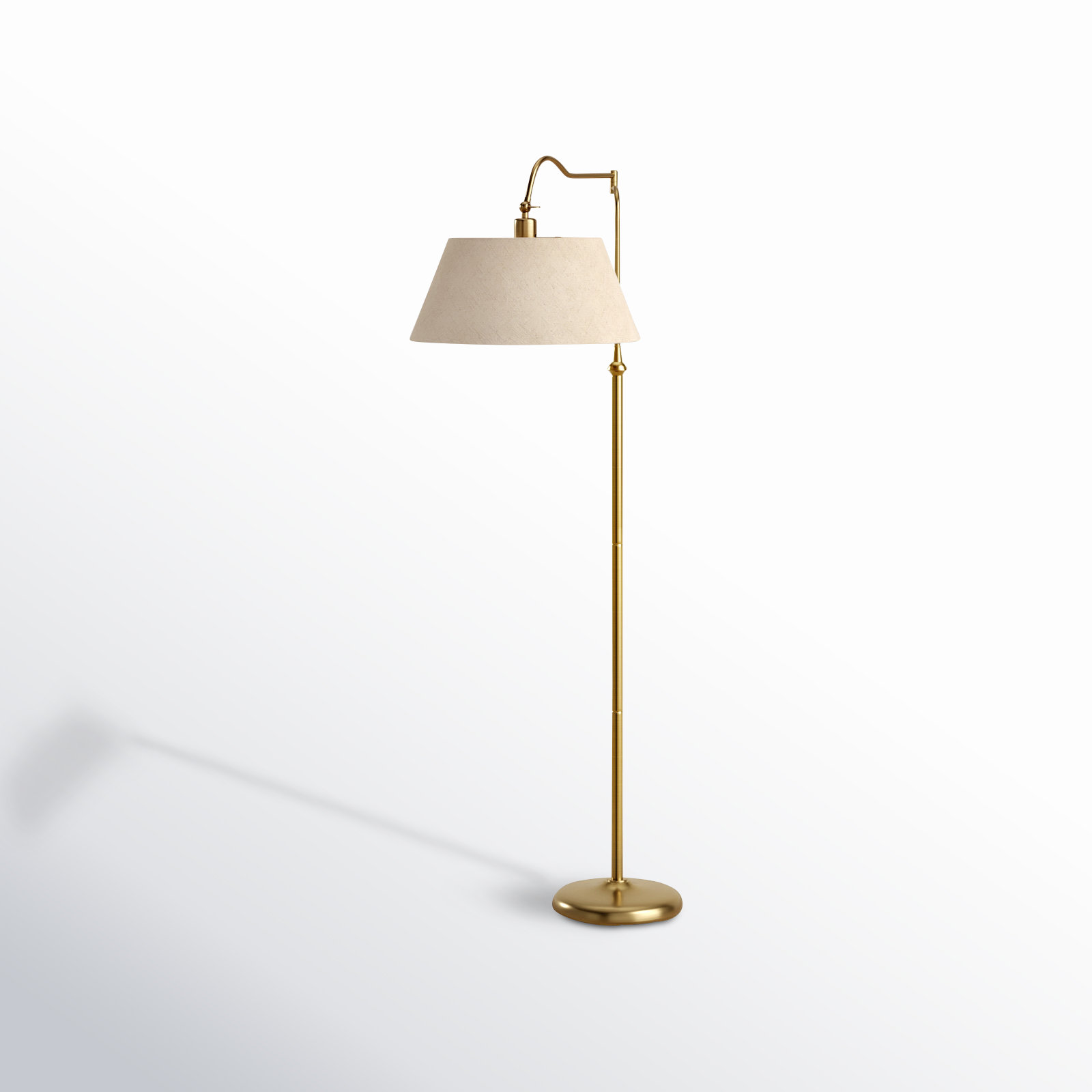 Theodora Dimmable Swing Arm Floor Lamp, 60" H x 17" W x 38.5" D, Antique Bass, Cream