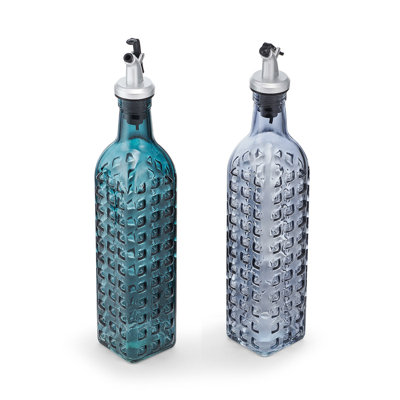 Kamenstein Glass Embossed Oil And Vinegar Cruets, Set Of 2, 17 Ounce