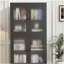 Armoire de rangement classique en métal avec 4 portes en verre et 4 tablettes indépendantes, armoire latérale