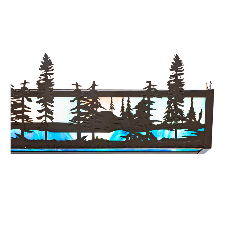 Rustic Lodge 4 - Light Bath Bar, 7" H x 36" W x 7" D, Blue/Green/Purple, Timeless Bronze