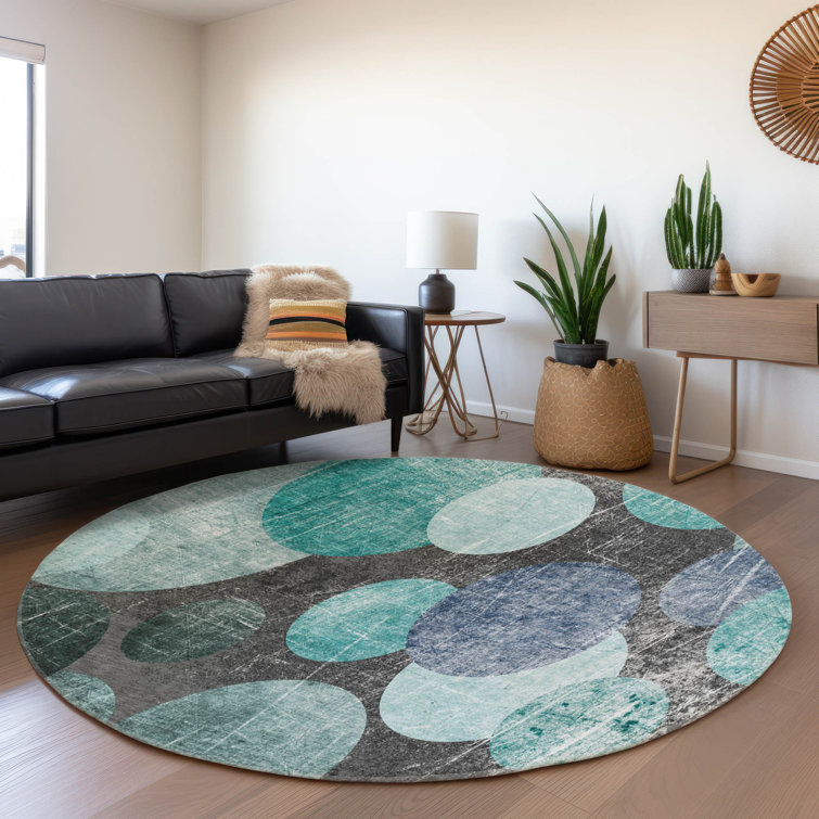 Premium Machine Washable Cerrito AMF556 Teal Rug