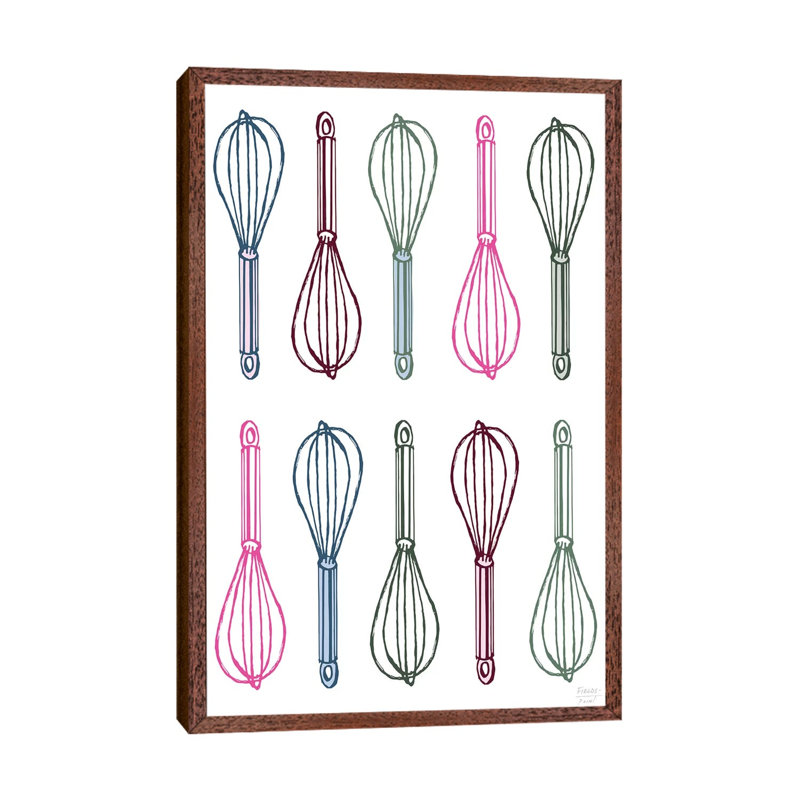 Whisk Whisk - Print on Canvas, 66.04cm H x 45.72cm W x 3.81cm D, Classic Brown Wood Floater Framed