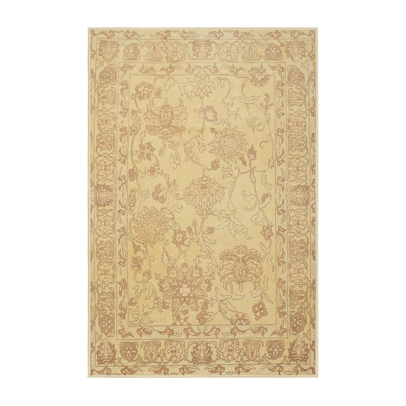 Tapis beige/gris traditionnel Enes, Rectangle 5 pi x 7 pi