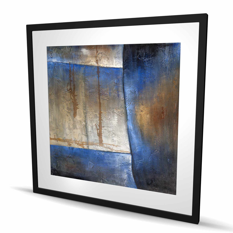 Bleu lumineux et forme bronze | Impression encadrée avec passe-partout