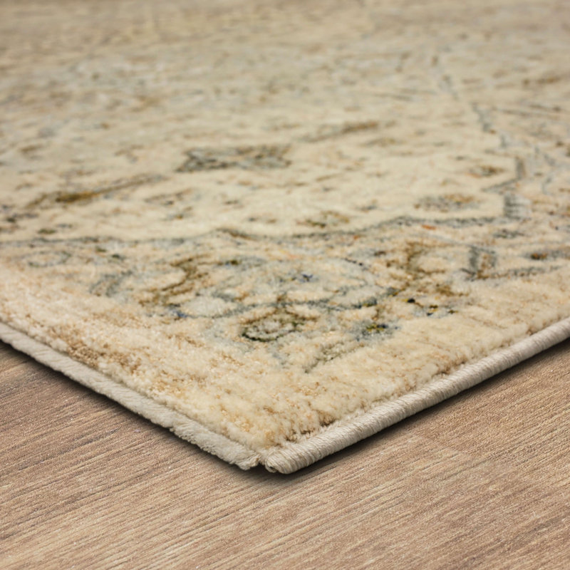 Gray and Cream Geometric Synthetic Runner Rug