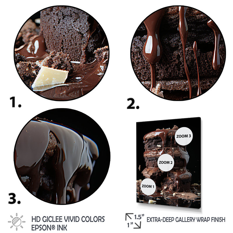 Chocolat, biscuits délices II - art mural Pop Art, Cadre doré simple, H 44 po x l 34 po x P 1,5 po