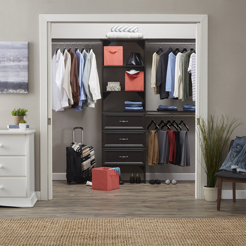 SuiteSymphony 84" W - 120" W Closet System with Drawers, Espresso
