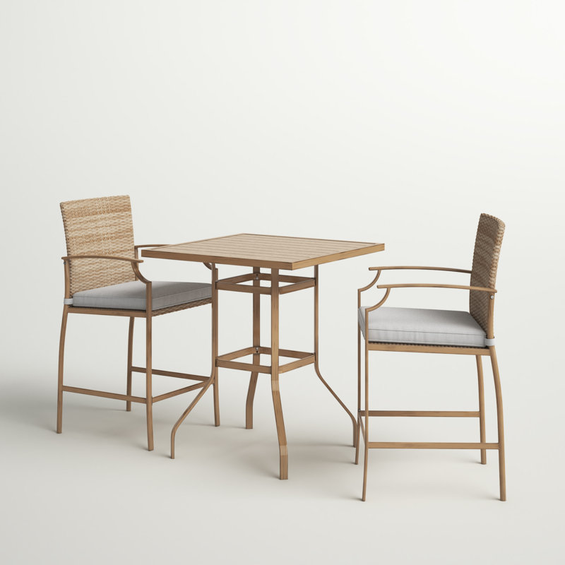 3 pièces avec accoudoirs avec coussin carré et tabouret de bar Pella