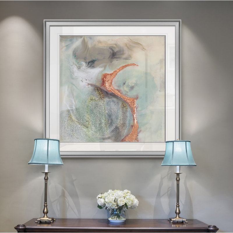 Copper River II - reproduction d'art, H 28 po x l 28 po x P 1,5 po, Encadrement argenté
