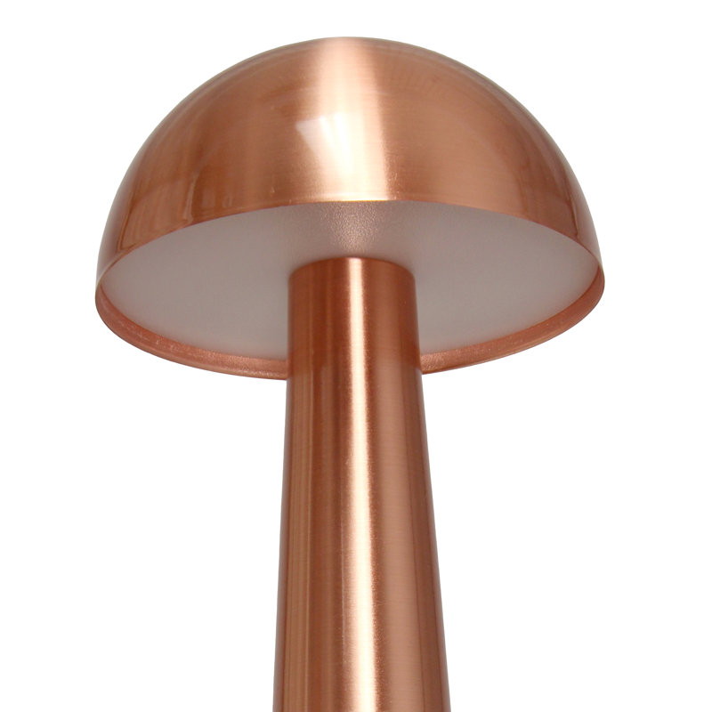Copper Cordless Mini Metal Mushroom Desk Lamp with Touch Sensor