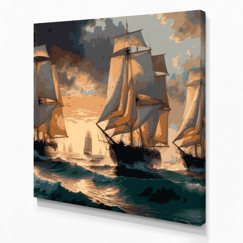 Voile nautique grise, art mural sur toile, H 12 po x l 12 po