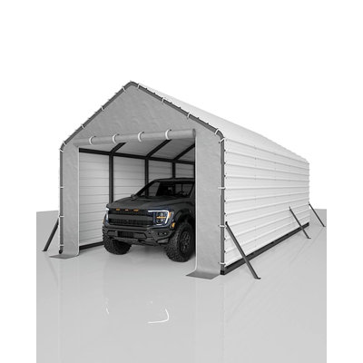 Heavy-Duty Zippered Carport Door Panels with Waterproof PE Tarp Enclosure, UV Resistant and Weatherproof with Ball Bungees for 13FT Wide Outdoor Garage and Equipment Shelter