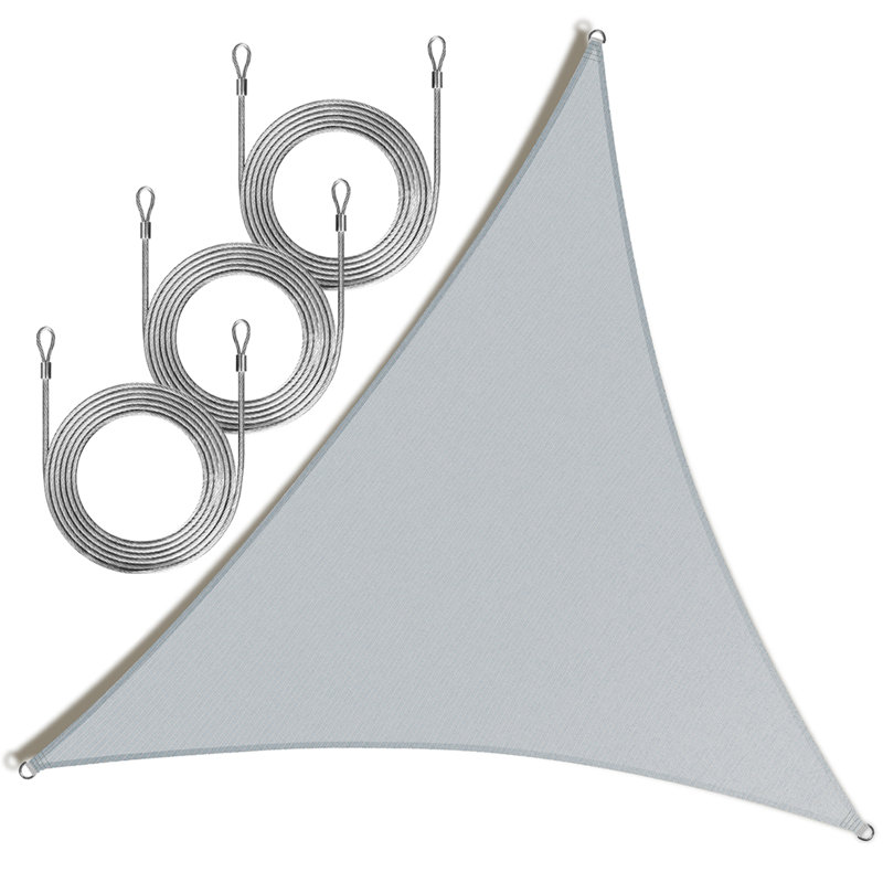 Royal Shade Triangle Shade Sail With Rope, 16 ft. x 16 ft. x 22.6 ft., Grey